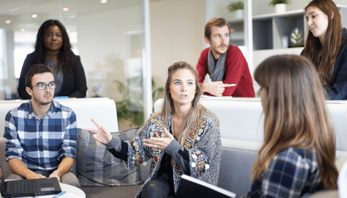 small group of people in office