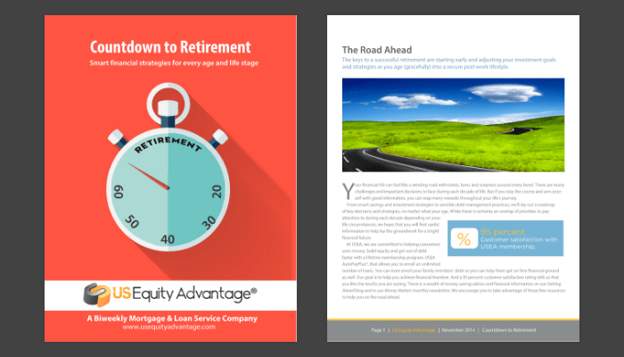 two sample pages of "countdown to retirement" e-book