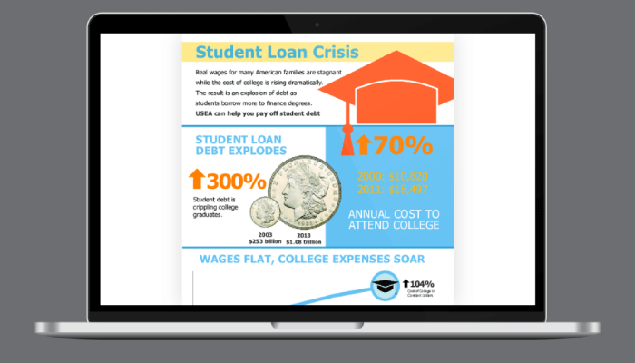 part of "student loan crisis" infographic displayed on computer